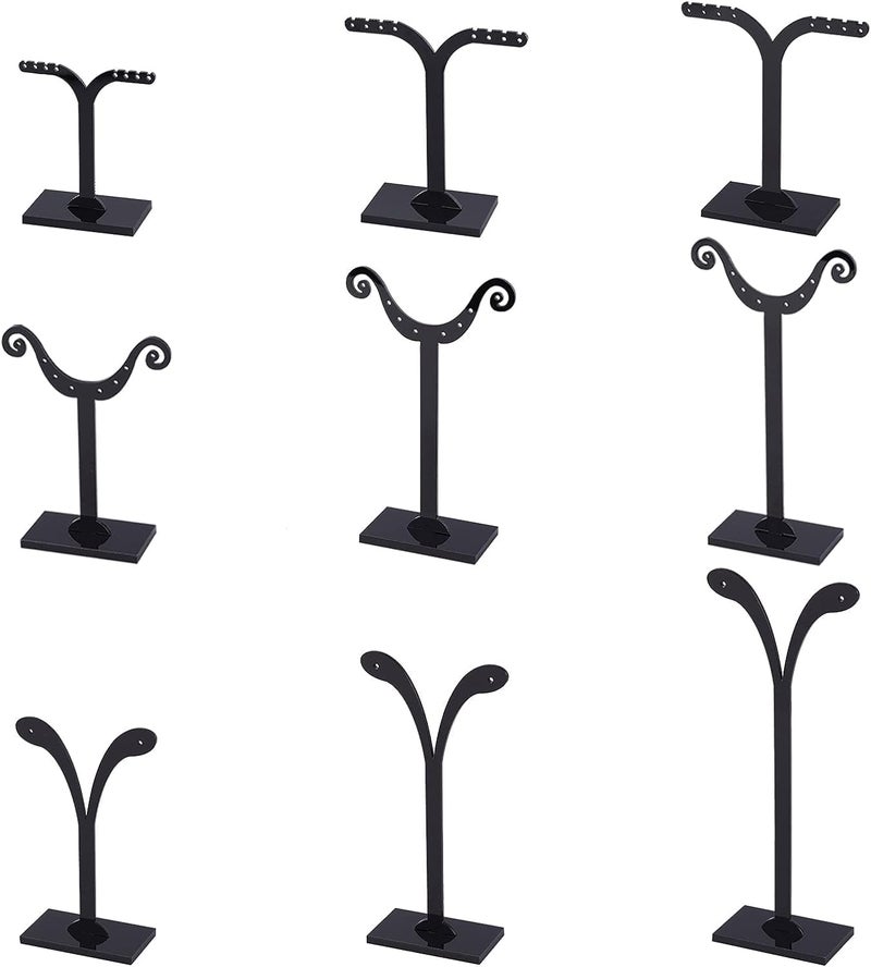 TPGP FINGERINSPIRE 9Pcs Black Earring Display Stand Set - 3 Styles for Jewelry Photography - Image 1