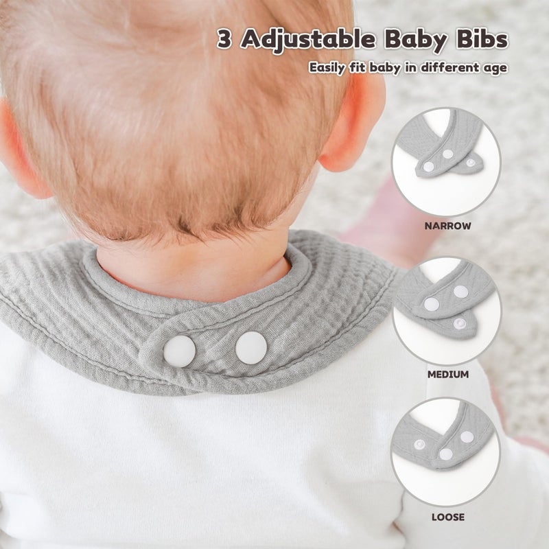 Susurration Muslin Baby Bibs 6 Pack Bandana Drool Bibs,Soft Square Adjustable Baby Drooling Bibs for Unisex Girls & Boys(Pink) - Image 5