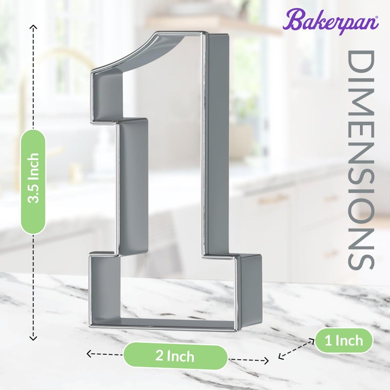 Bakerpan Stainless Steel Number 1 Cookie Cutter  Cookie Cutter Number One Shapes  3 1/2 Inch - Set of 2 - Image 2