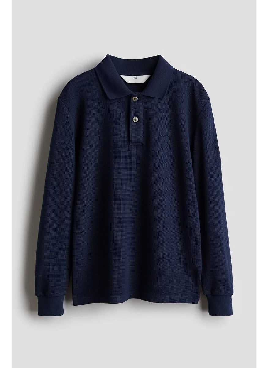 اتش اند ام Waffled Polo Shirt