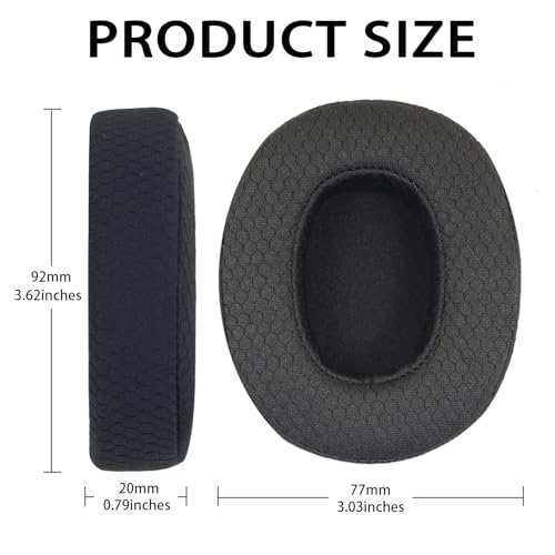 Niukeke Replacement Ear Pads for Skullcandy Crusher Wireless/Evo/ANC Hesh 3/EVO/ANC, Headphones Earpad Cushions, Headset Mesh Fabric Ear Covers Also Fit Skullcandy Venue Wireless Headphones-MF Black - Image 3