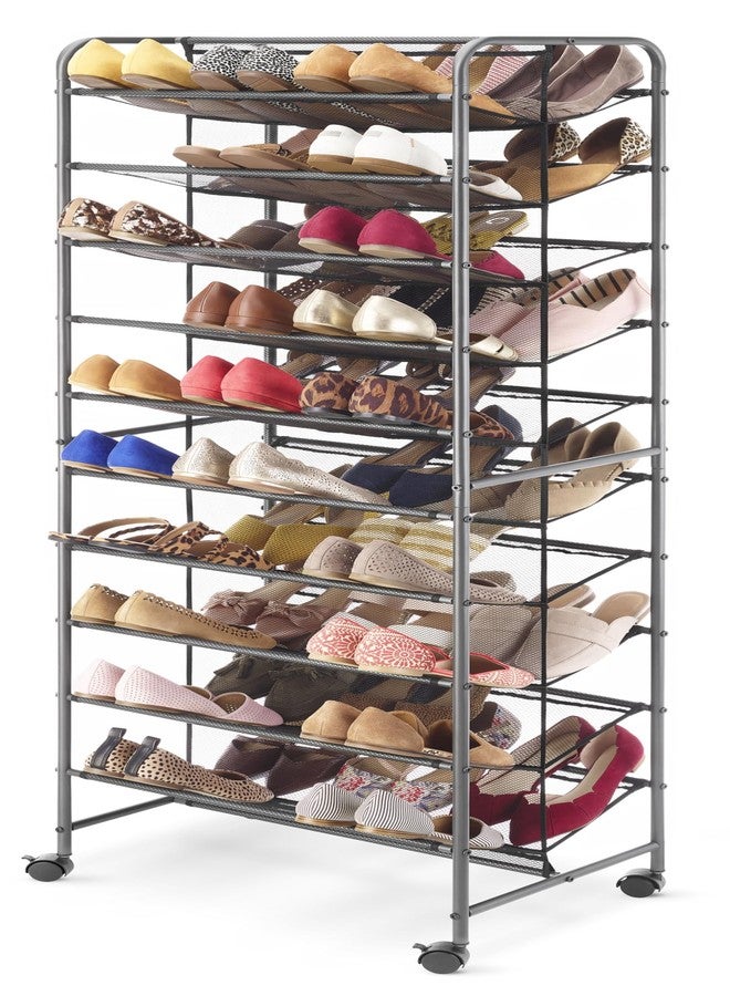 Whitmor 10-Tier Double Sided Shoe Cart, Gunmetal - Image 2
