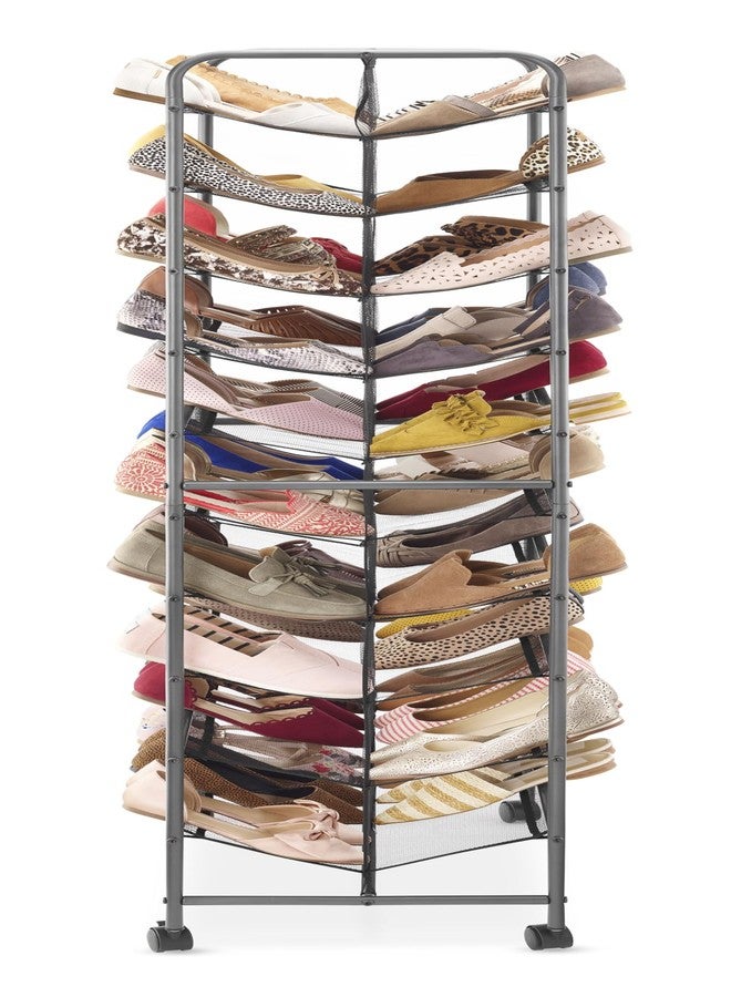 Whitmor 10-Tier Double Sided Shoe Cart, Gunmetal - Image 5