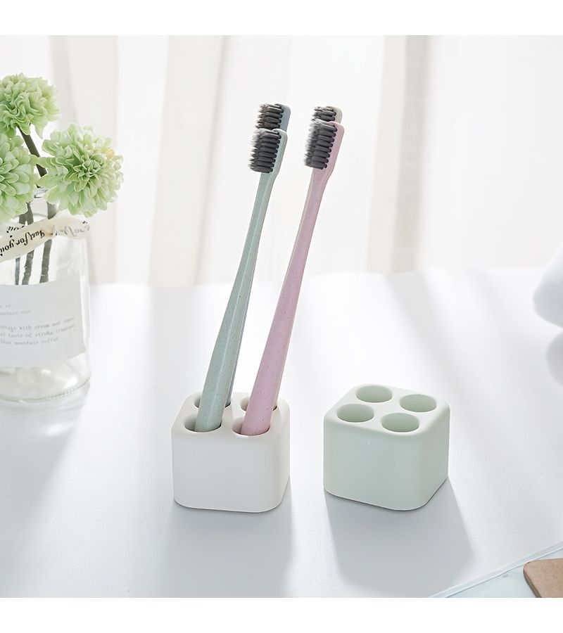 Pink 4 Hole Mini Diatomite Toothbrush Holder Quick Dry Moisture Absorbing Portable - Image 1