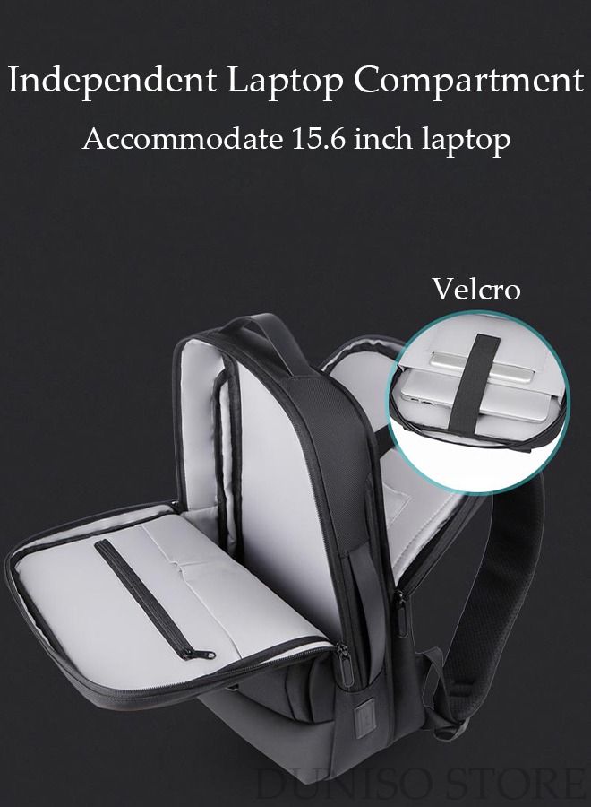 DUNISO Business Travel Laptop Backpack Anti-Theft Durable Computer Backpack with USB Charging Port Large Capacity College School Backpack for Men & Women Fits 15.6 Inch Notebook Black - Image 3