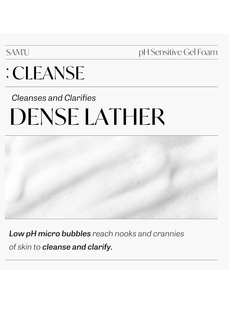 SAM'U SAM'U pH Sensitive Cream Mist(3.38 fl oz) & pH Sensitive Gel Foam(5.07 fl oz) Duo: Hydrating Spray for a Dewy Complexion and Gentle Face Wash Foaming Cleanser Set  - Image 2
