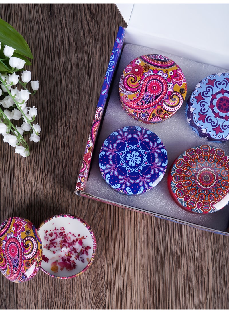 4-Pack Scented Candle Gift Set, Soy Wax Aromatherapy Candles with Dried Flowers in Decorative Tins, Plant-Based Fragrance for Home Ambiance & Gifting - Image 2