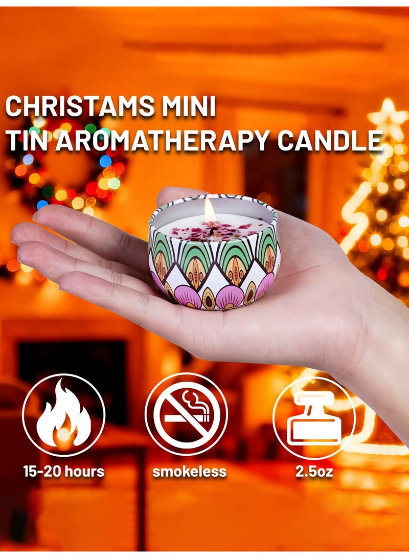 4-Pack Scented Candle Gift Set, Soy Wax Aromatherapy Candles with Dried Flowers in Decorative Tins, Plant-Based Fragrance for Home Ambiance & Gifting - Image 3