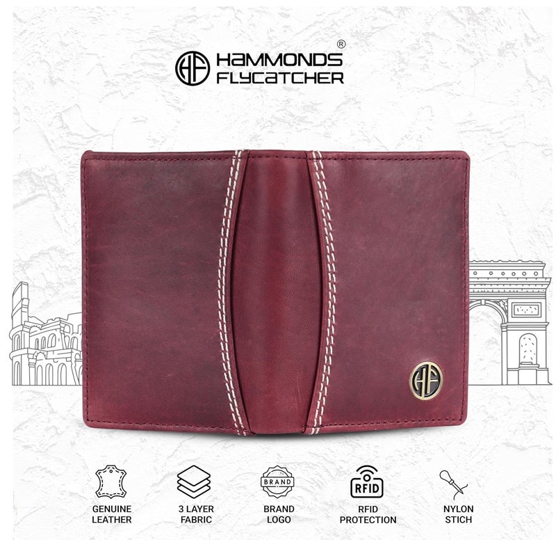 HAMMONDS FLYCATCHER Genuine Leather Credit Card Holder Wallet for Man & Women with Currency Slot, RFID Protected ATM Card Wallet for Men 6 Slots, Gift for Men, Father, Husband, Boyfriend - Burgundy - Image 4
