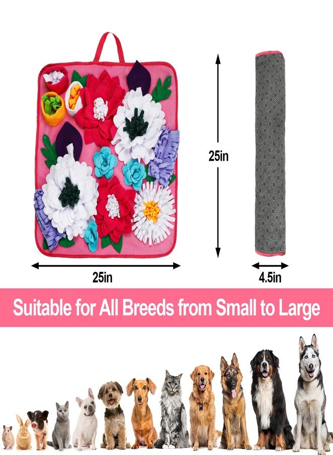 Vextronic Snuffle Mat for Dogs Large Breed Small Medium, 25''x25'' Sniff Mat for Dogs, Interactive Puzzle Foraging Mat, Dog Slow Feeder Mat, Encourages Natural Foraging Skills for Cats Rabbits Pink - Image 5