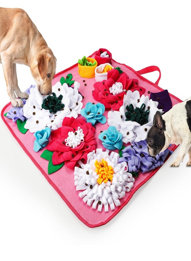Vextronic Snuffle Mat for Dogs Large Breed Small Medium, 25''x25'' Sniff Mat for Dogs, Interactive Puzzle Foraging Mat, Dog Slow Feeder Mat, Encourages Natural Foraging Skills for Cats Rabbits Pink - Image 1