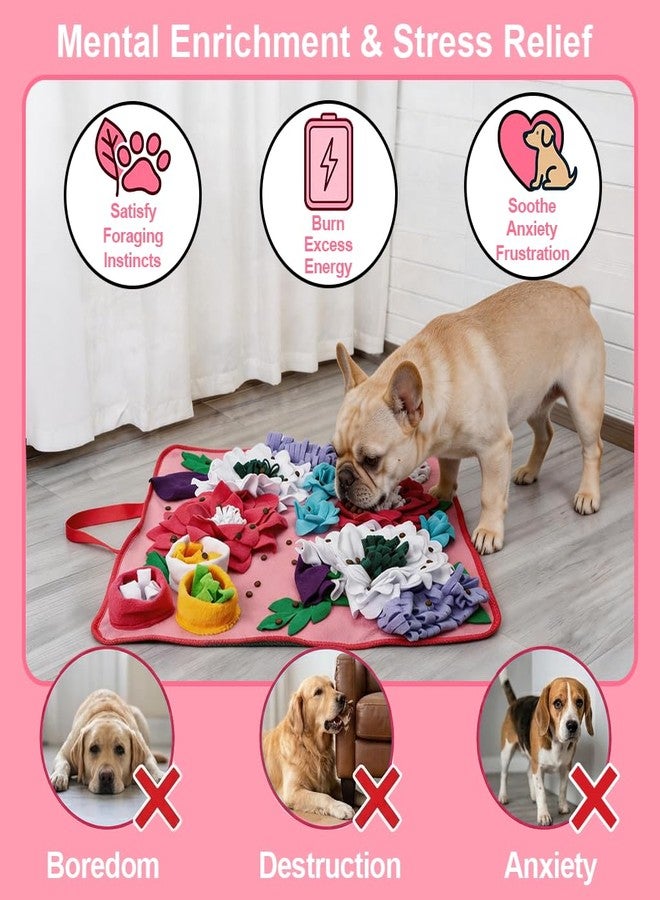 Vextronic Snuffle Mat for Dogs Large Breed Small Medium, 25''x25'' Sniff Mat for Dogs, Interactive Puzzle Foraging Mat, Dog Slow Feeder Mat, Encourages Natural Foraging Skills for Cats Rabbits Pink - Image 2