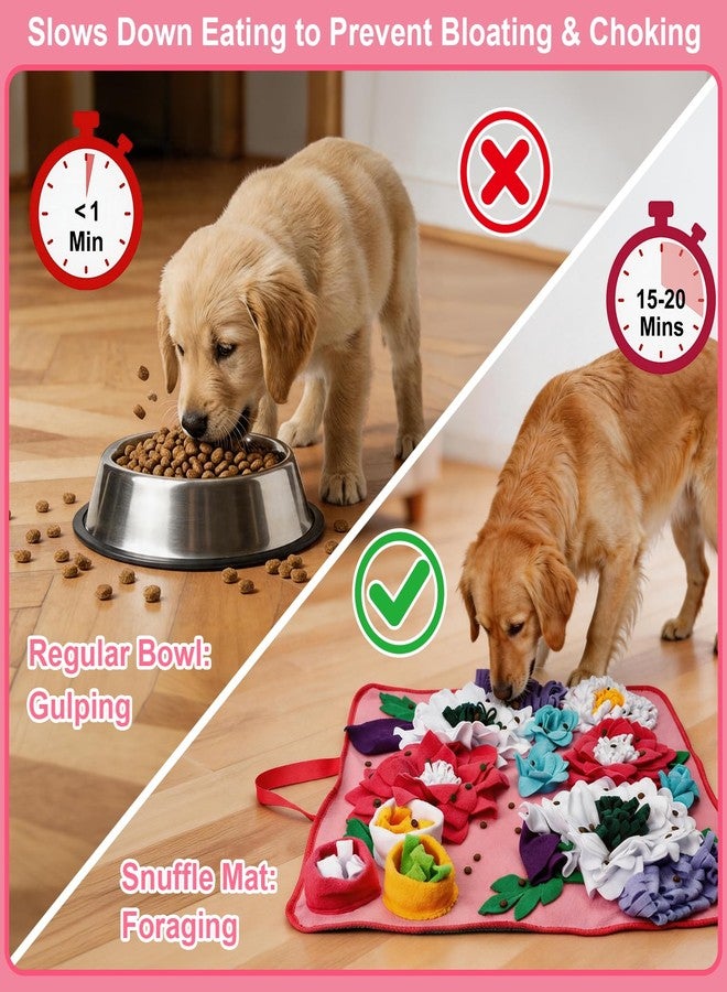 Vextronic Snuffle Mat for Dogs Large Breed Small Medium, 25''x25'' Sniff Mat for Dogs, Interactive Puzzle Foraging Mat, Dog Slow Feeder Mat, Encourages Natural Foraging Skills for Cats Rabbits Pink - Image 3