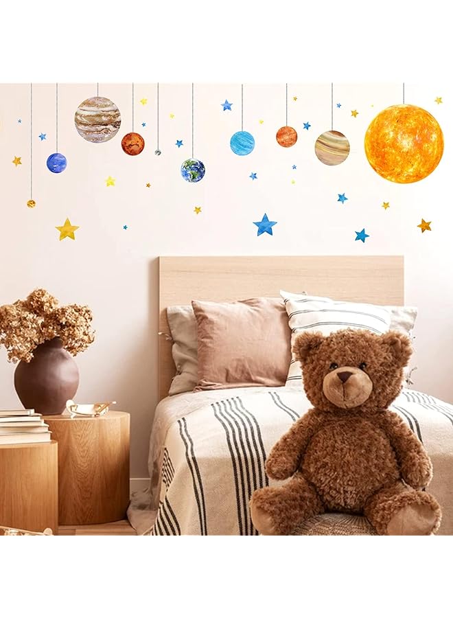 erorex Planets And Space Wall Decals Removable Solar System Wall Stickers Cartoon Stars Wall Décor Peel And Stick Universe Diy Art Murals Vinyl Wallpaper For Kids Boys Bedroom Nursery Decoration - Image 4