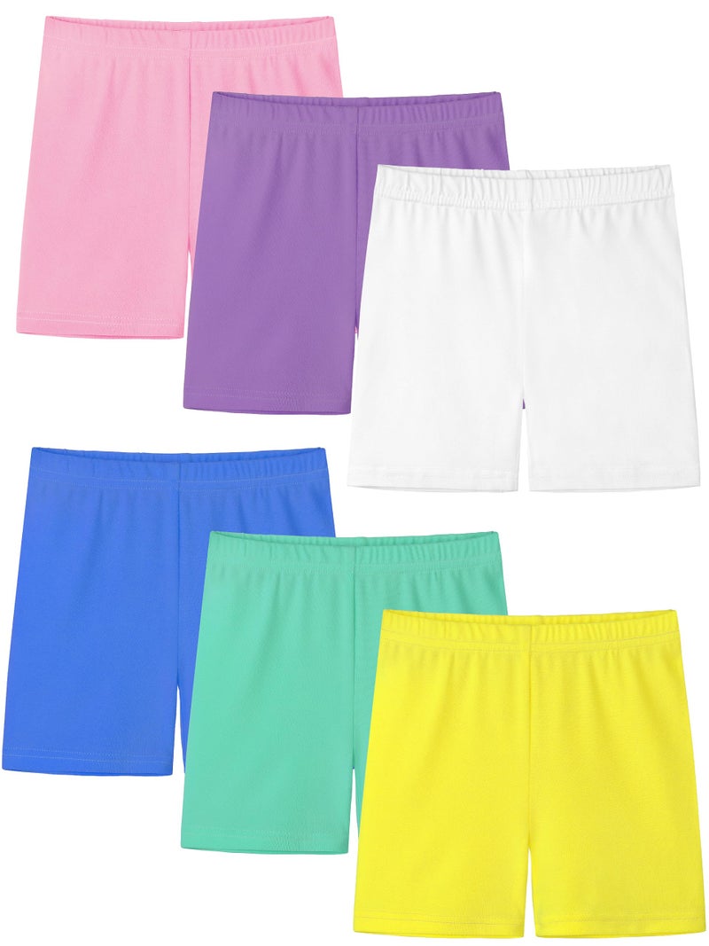 Resinta 6 Pack Girls Bike Shorts Under Dress Dance Cartwheel Shorts for Toddler Kids Summer Clothes Multicolor - Image 1