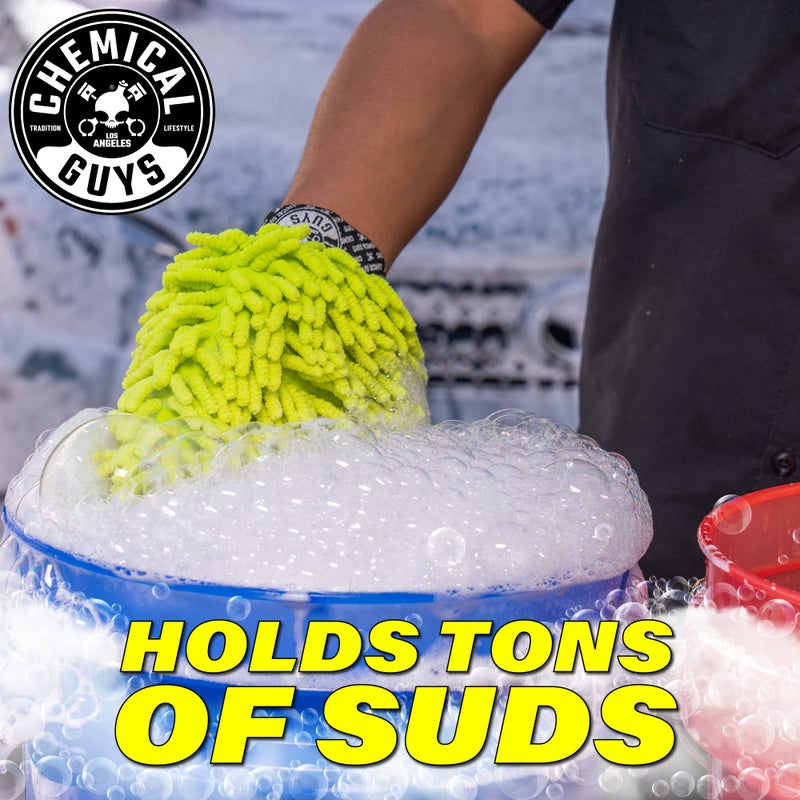Chemical Guys Chenille Premium Scratch-Free Microfiber Wash Mitt for Car Washing - Lime Green, Ultra-Soft Car Wash Glove, Swirl-Free Finish, Safe for Trucks, SUVs, Motorcycles, and More - Image 2