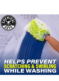 Chemical Guys Chemical Guys MIC493 Chenille Premium Scratch-Free Microfiber Wash Mitt, Lime Green, 9.6" x 2.3" x 7"  - Image 2