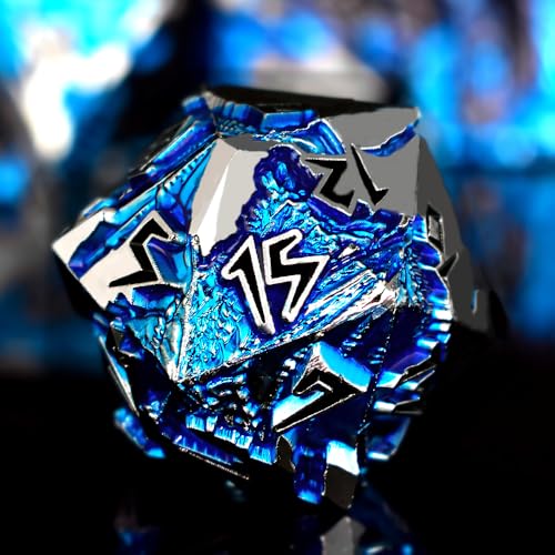 Rule Dice DD Dice Set Metal Dice Sets Dungeons and Dragons Dice Set with Gift Box D20 D4 D12 D10 D D8 D6 Blue Dragon Style Gaming DND Dice for MTG RPG TTPRG Silver Black - Image 1