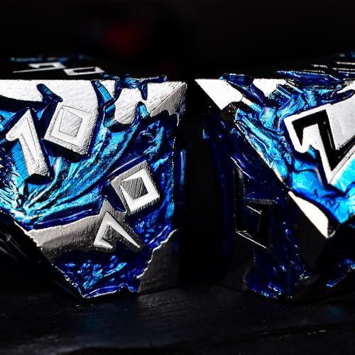 Rule Dice DD Dice Set Metal Dice Sets Dungeons and Dragons Dice Set with Gift Box D20 D4 D12 D10 D D8 D6 Blue Dragon Style Gaming DND Dice for MTG RPG TTPRG Silver Black - Image 5
