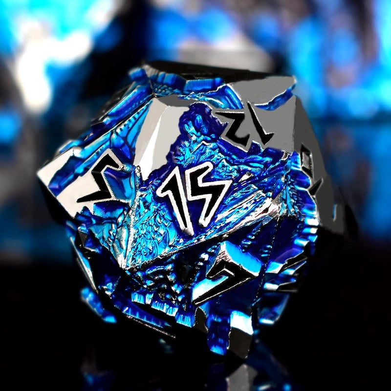 Rule Dice DD Dice Set Metal Dice Sets Dungeons and Dragons Dice Set with Gift Box D20 D4 D12 D10 D D8 D6 Blue Dragon Style Gaming DND Dice for MTG RPG TTPRG Silver Black - Image 3