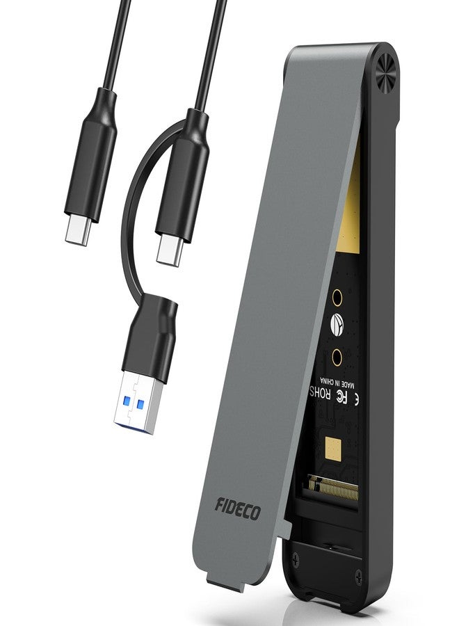 FIDECO M.2 NVMe SSD Enclosure, M.2 NVMe to USB Adapter, USB 3.2 Gen 2 (10Gbps) SSD Reader for M & M+B Key, Sandwich Style Design, Tool-Free Installation, Support UASP and Trim, Grey - Image 1