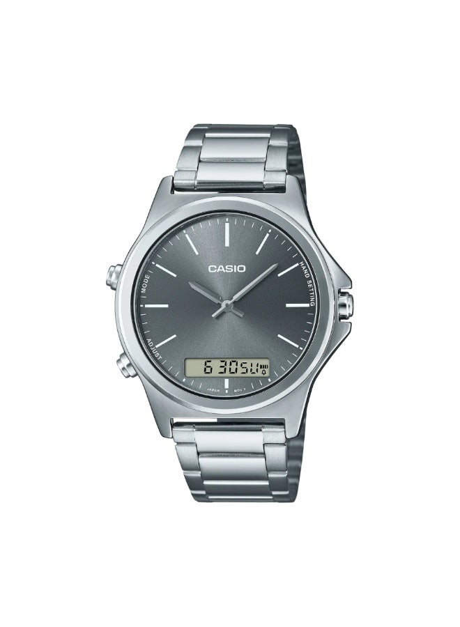 Casio MTP-VC01D-8EUDF Men’s Analog Stainless Steel Watch – Grey Dial, Slim Case, Water Resistant - Image 1