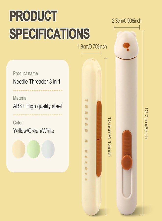 FENGWANGLI Automatic Needle Threaders Seam Ripper, Upgraded 3 in 1 Sewing Needle Threader Tool, Stretchable Quick Seam Rippers with Needle Storage for Hand Quilling, Embroidery Stitch Removal(Yellow) - Image 2