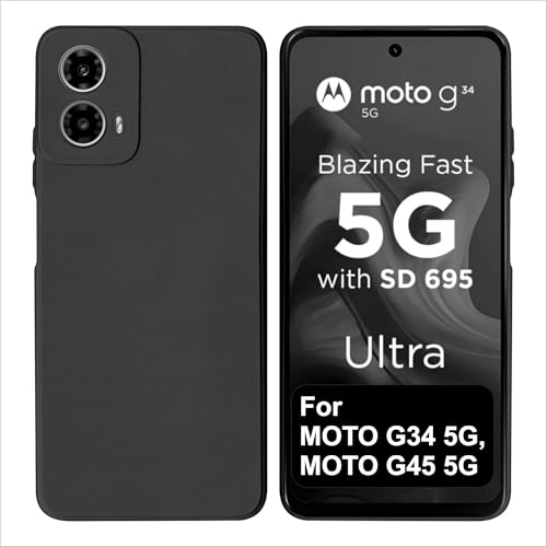 SBMS Silicone Back Cover Case for Motorola Moto G34 5G / Moto G45 5G | Soft Micro-Fibre Lining Inside | Camera Protection Bump | Shockproof Back Cover Case for Moto G34/G45 5G (Black) - Image 1
