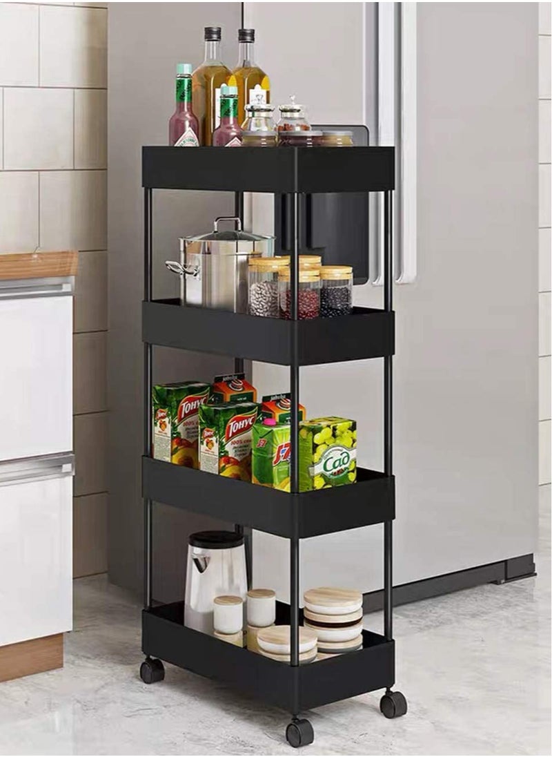 BLOOMING TIME - 4-Layer Simple Gap Rack, Multi-Layer Storage Rack, Floor-Standing , Black - Image 1