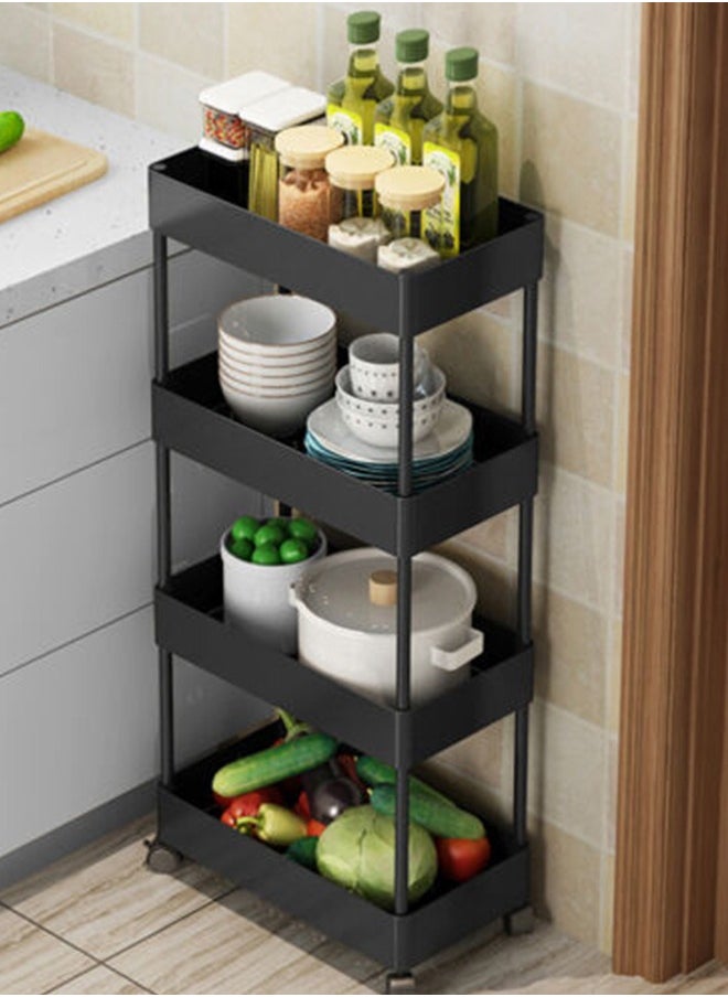 BLOOMING TIME - 4-Layer Simple Gap Rack, Multi-Layer Storage Rack, Floor-Standing , Black - Image 1