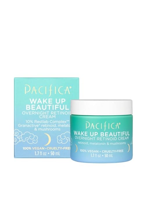 Pacifica Pacifica Wake Up Beautiful Overnight Retinoid Night Face Cream, Moisturizer for Dry & Aging Skin, Gentle for Sensitive Skin, with Hyaluronic Acid + Melatonin, for Face & Neck Firming Skin 