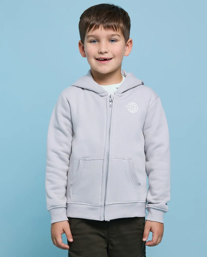 أر أند بي Print Detail Hooded Jacket with Zipper Closure