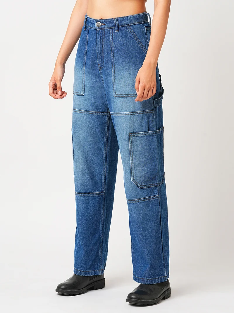 globus Women Jean Straight Fit High-Rise Heavy Light Jeans