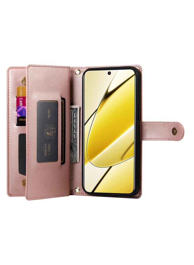 اس-توب جراب لهاتف Realme 11 5G / 11x، جراب محفظة جلدي مزود بسحّاب وفتحات للبطاقات - Image 3