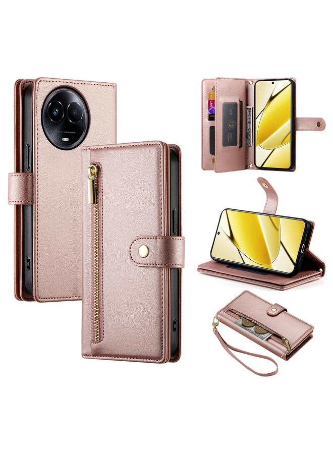 اس-توب جراب لهاتف Realme 11 5G / 11x، جراب محفظة جلدي مزود بسحّاب وفتحات للبطاقات - Image 1