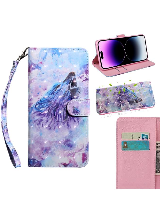 اس-توب جراب لهاتف iPhone 14 Pro Max بنمط رسم ثلاثي الأبعاد ورسومات ملونة من الجلد - Image 1