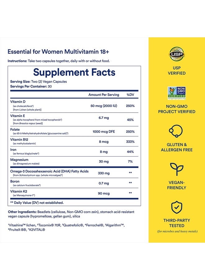 Ritual Multivitamin for Women 18+ with Vitamin D3 for Immune Support*, Vegan Omega 3 DHA, B12, Iron, Gluten Free, Non GMO, USP Verified, 30 Day Supply, 60 Capsules - Image 3