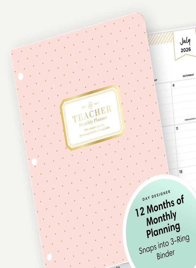 Blue Sky Day Designer 2026-2027 Monthly Academic Year Teacher Lesson Planner Calendar, July 2026 - June 2027, 8.5" x 11", Flexible Cover, Stapled Binding, Swiss Dot Blush - Image 5