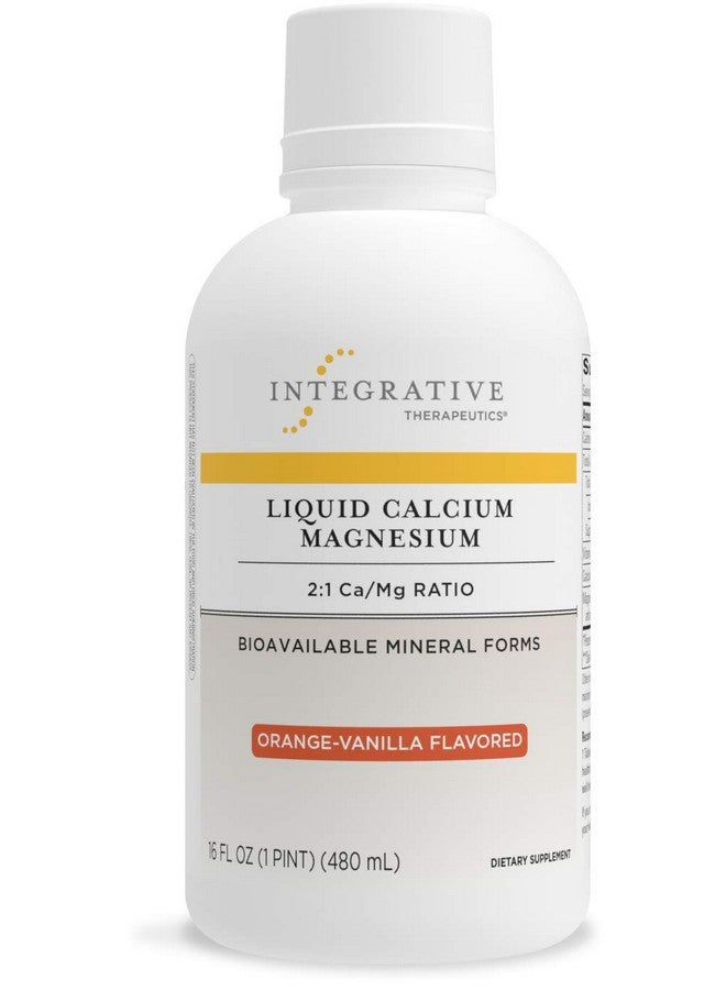Integrative Therapeutics Liquid Calcium Magnesium 2:1 CaMg Ratio Bioavailable Mineral Forms Orange Vanilla Flavor 16 Fl Oz - Image 1