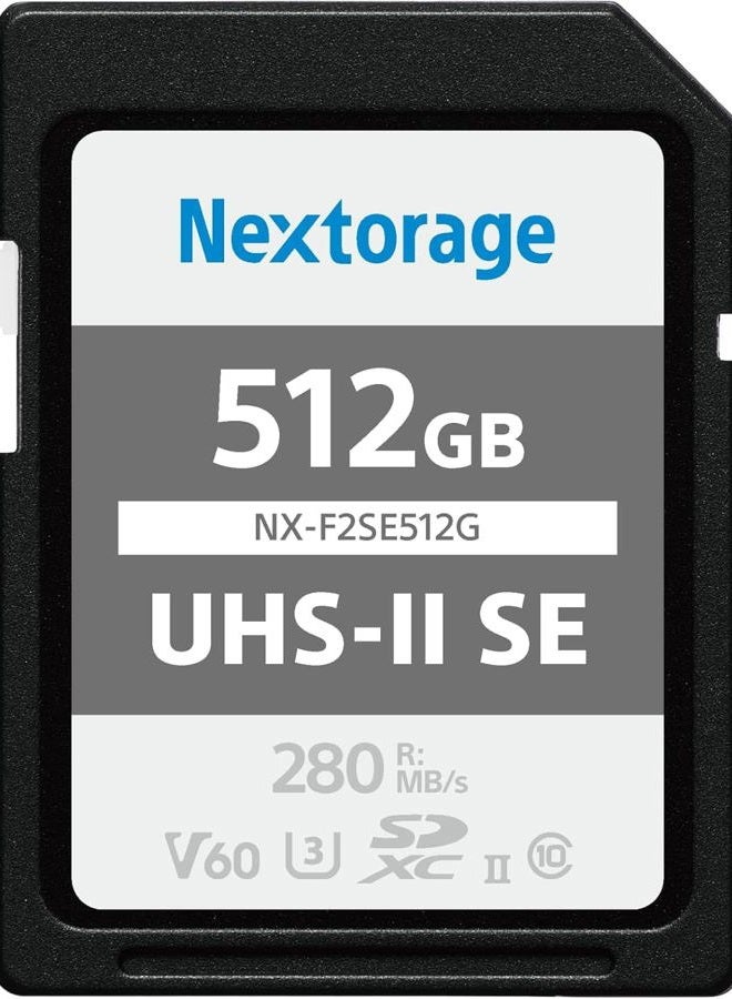 512GB F2SE High-Speed SDHC/SDXC Card with V60 UHS-II Performance (280MB/s Read & 150MB/s Write) for 4K/Continuous Shooting Video/Camera