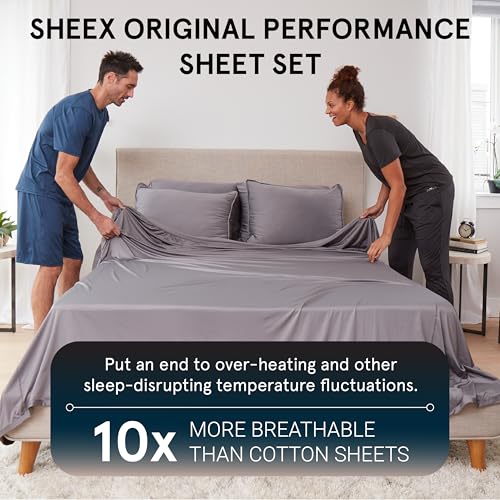 SHEEX - Original Performance Sheets Set (King/California King) Ecru - Cooling Sheets - Moisture Wicking - 1 Flat Cooling Sheet, 1 Fitted Cooling Sheet, 2 Pillow Covers - Wrinkle Free - Sleep Aid - Image 3