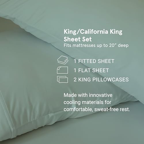 SHEEX - Original Performance Sheets Set (King/California King) Ecru - Cooling Sheets - Moisture Wicking - 1 Flat Cooling Sheet, 1 Fitted Cooling Sheet, 2 Pillow Covers - Wrinkle Free - Sleep Aid - Image 5
