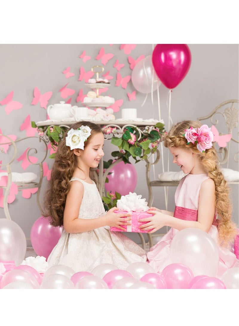 Excefore Flannel Rose Hair Clip, Flower Hair Pins Bridesmaid Flower Hiar Clips Bridal Hair Accessories for Women, Wedding, Party (2PCS, White) - Image 5