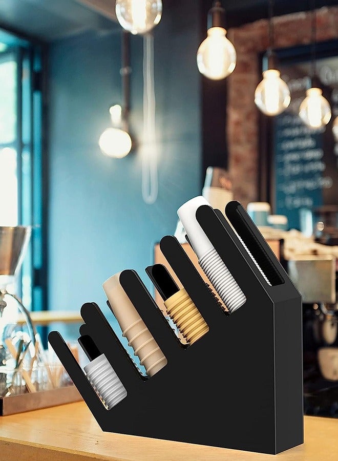 JCB CHIC حامل الأكواب الورقية والغطاء ， 4 حجرات ， منظم تخزين الأكواب لمطعم محطة القهوة في غرفة الاستراحة على سطح العمل - Image 4