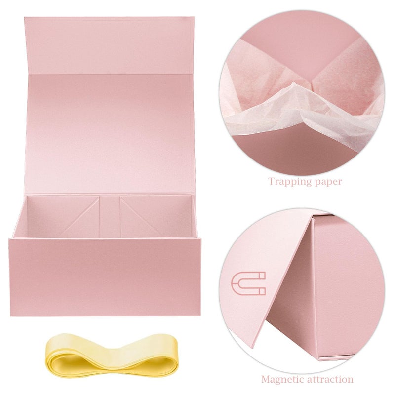 MOYEUPAC Pink Gift Box,9" X 7" X 4" with Ribbon for Presents Magnetic Closure Gift Packaging for Birthday,Valentine's Day,Mother's Day - Image 5