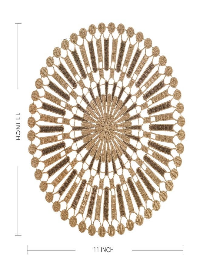 Phantomon 11 Inch Gold Crochet Lace Place mats Vintage Lace Doilies Round Coasters for Rustic Table Decor, Kitchen, Dining Room, Weddings, Christmas, Cup, Vase, Set of 9 - Image 3