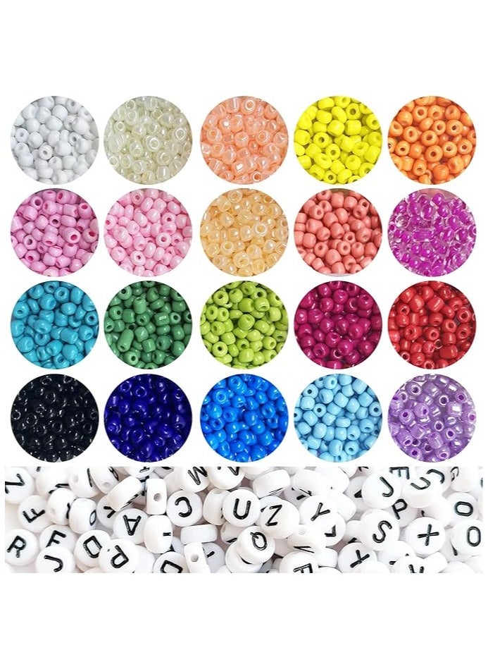 Goolsky Goolsky Beads for Bracelets Kit 10000pcs 3mm Glass Seed Beads Multi Color and 280pcs Alphabet Letter Beads for DIY Jewelry Name Bracelets Making and Crafts  - Image 1