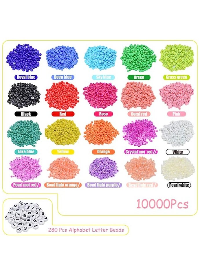 Goolsky Goolsky Beads for Bracelets Kit 10000pcs 3mm Glass Seed Beads Multi Color and 280pcs Alphabet Letter Beads for DIY Jewelry Name Bracelets Making and Crafts  - Image 4