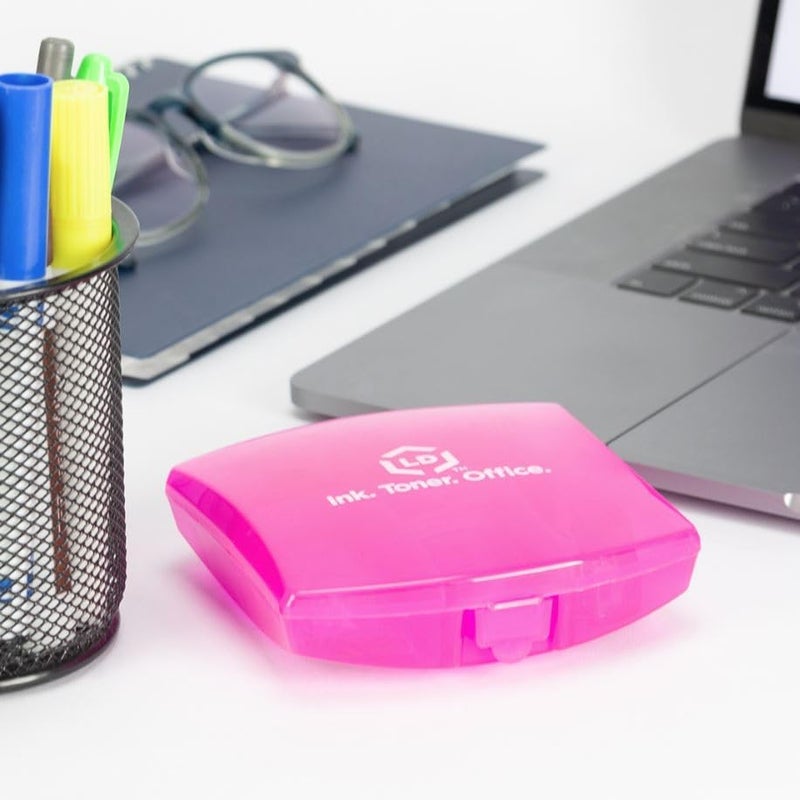 LD Products Pink Mini Office Supply Kit Portable Case with Scissors, Paper Clips, Tape Dispenser Set, Pencil Sharpener, Mini Stapler with Staples and Staple Remover - Image 5