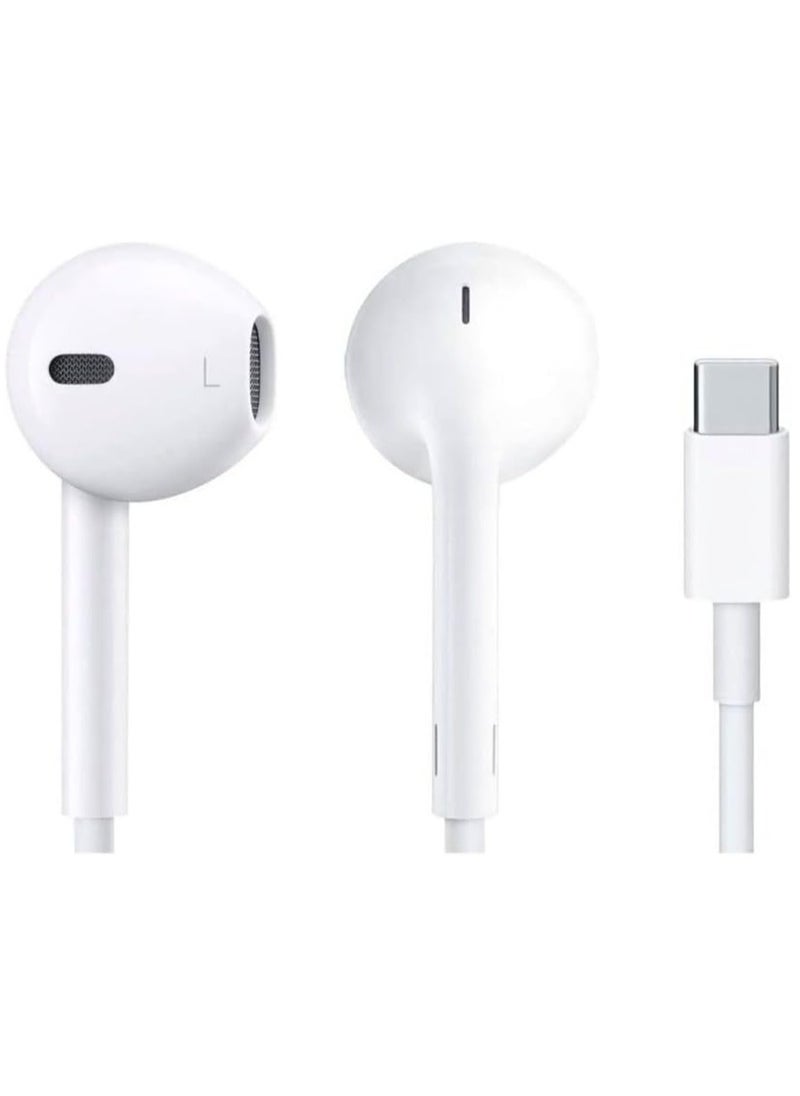 LIMITLESS Earphones with TYPE - C Connector Built-in Microphone & Volume Control, In-Ear Type C Headset Headphones High Bass Stereo Wired Earphones 3.5mm (Type-C Earphones)  - Image 1
